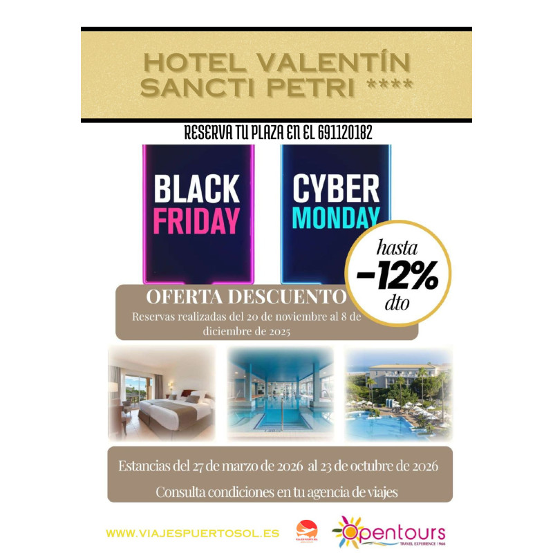 OFERTA BLACK FRIDAY. Gotel Valentín Sancti Petri 4 estrellas.
